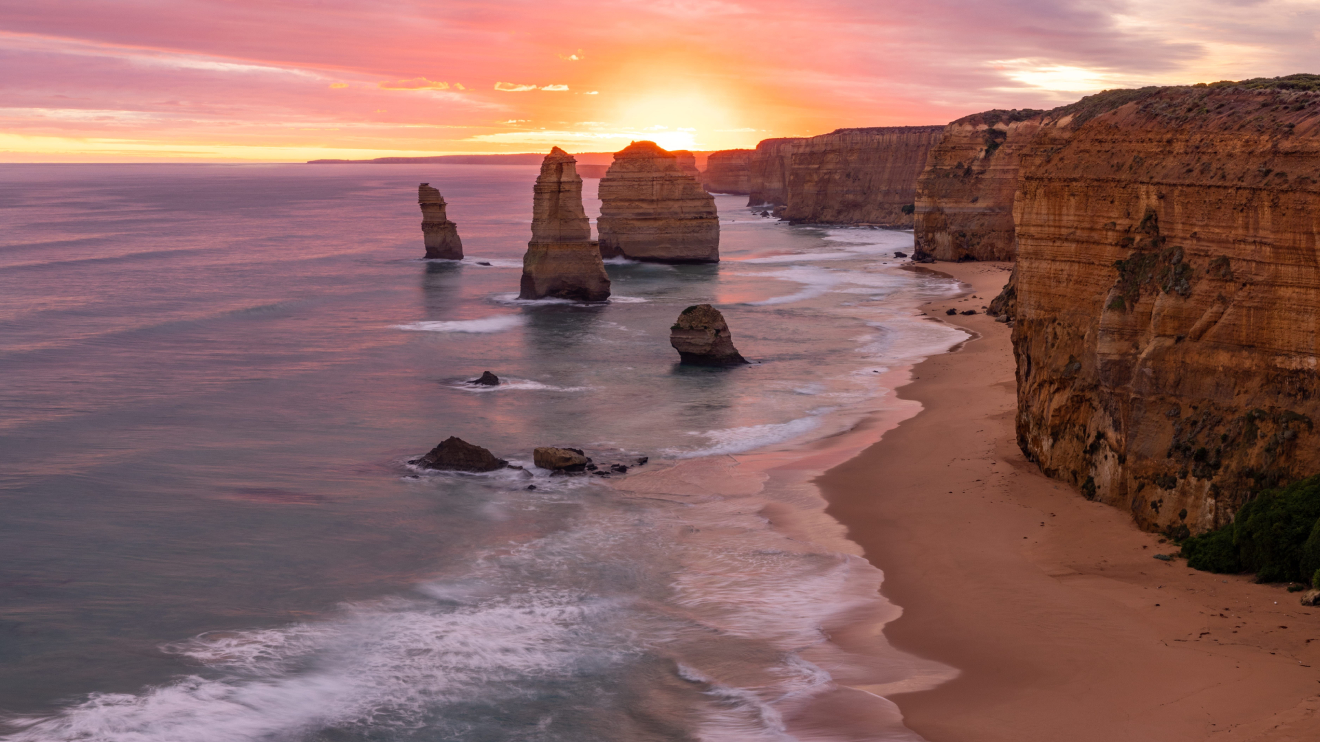 Great Ocean Road coastal landscape at sunset