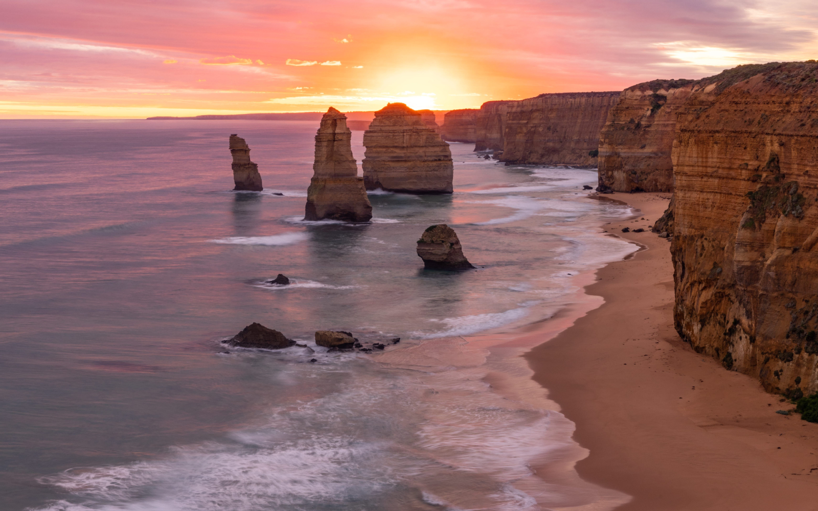 Great Ocean Road coastal landscape at sunset